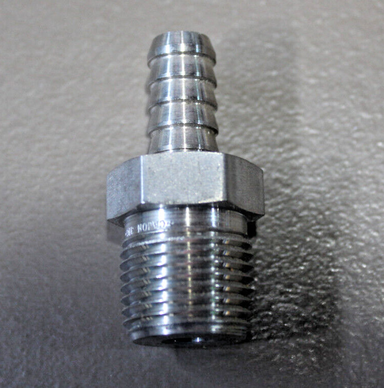 SWAGELOK   316 S.S.  MALE HOSE CONNECTOR  FITTING  7/16"  BARB  X  1/2" MNPT