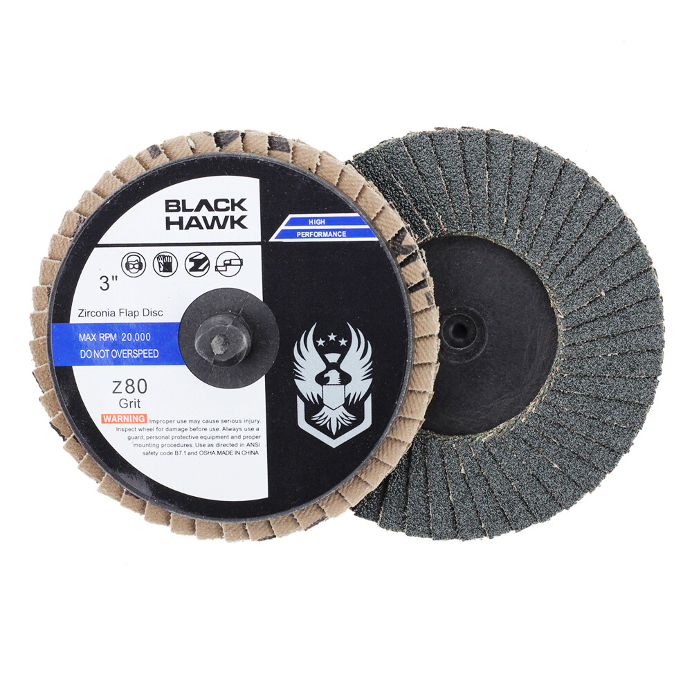 100 Pack - 3" Mini Flap Discs 80 Grit Quick Change Sanding Roloc Style Type R