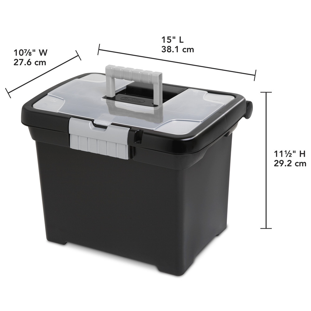 File Box organizer Plastic Storage Bin Portable Home Office Mobile letter-size