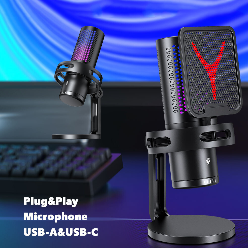 Gaming Microphone USB Computer Microphone for PC Mac PS4/5 Condenser Podcast RGB