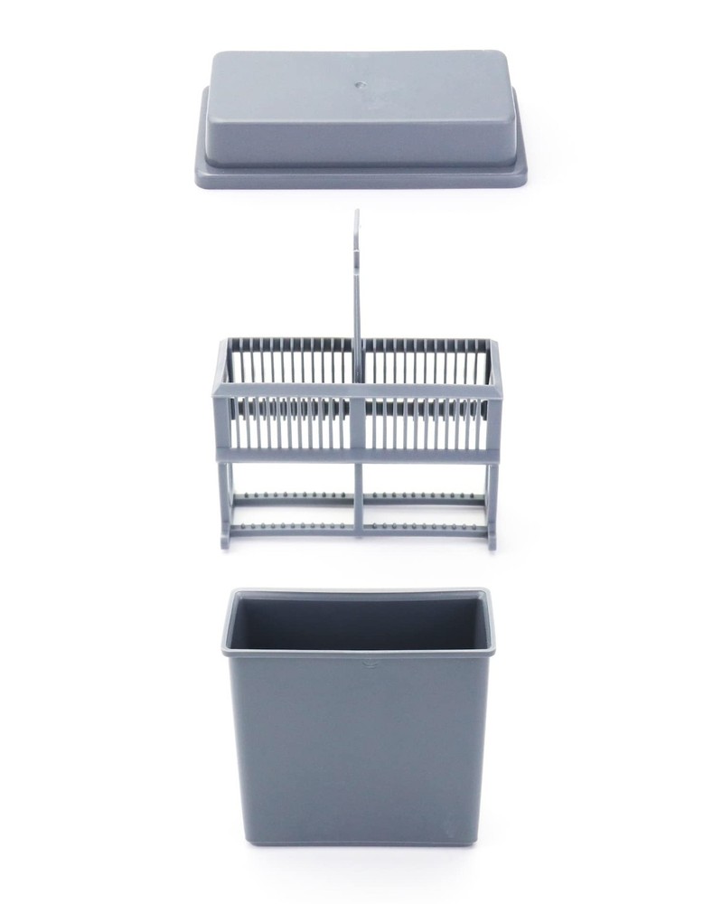 QWORK Microscope Slides Staining Jar and Rack, 24-Slots, 4 Pack, Grey