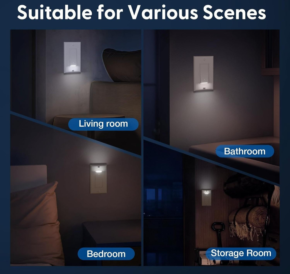 Single Pole Light Switch w/ Night Light, UL Listed, LED Guide Light Wall Switch