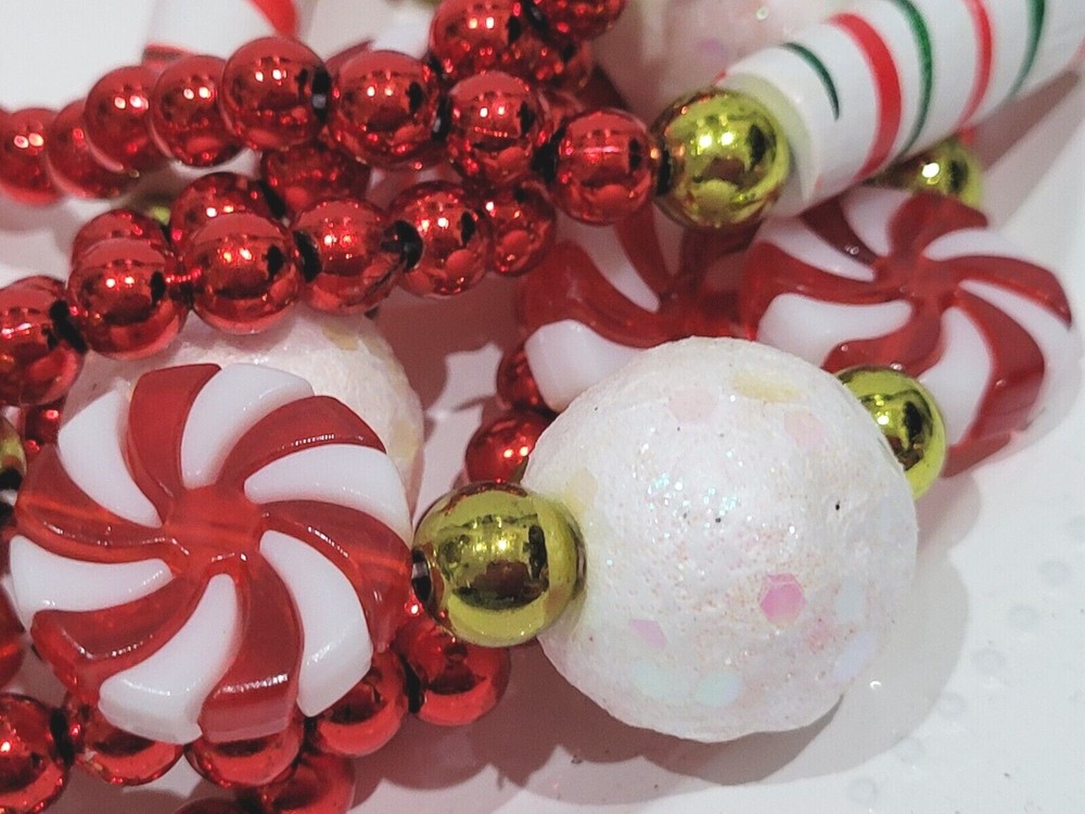 12FT Christmas Gingerbread Peppermint Candy Cane Red White Plastic Garland