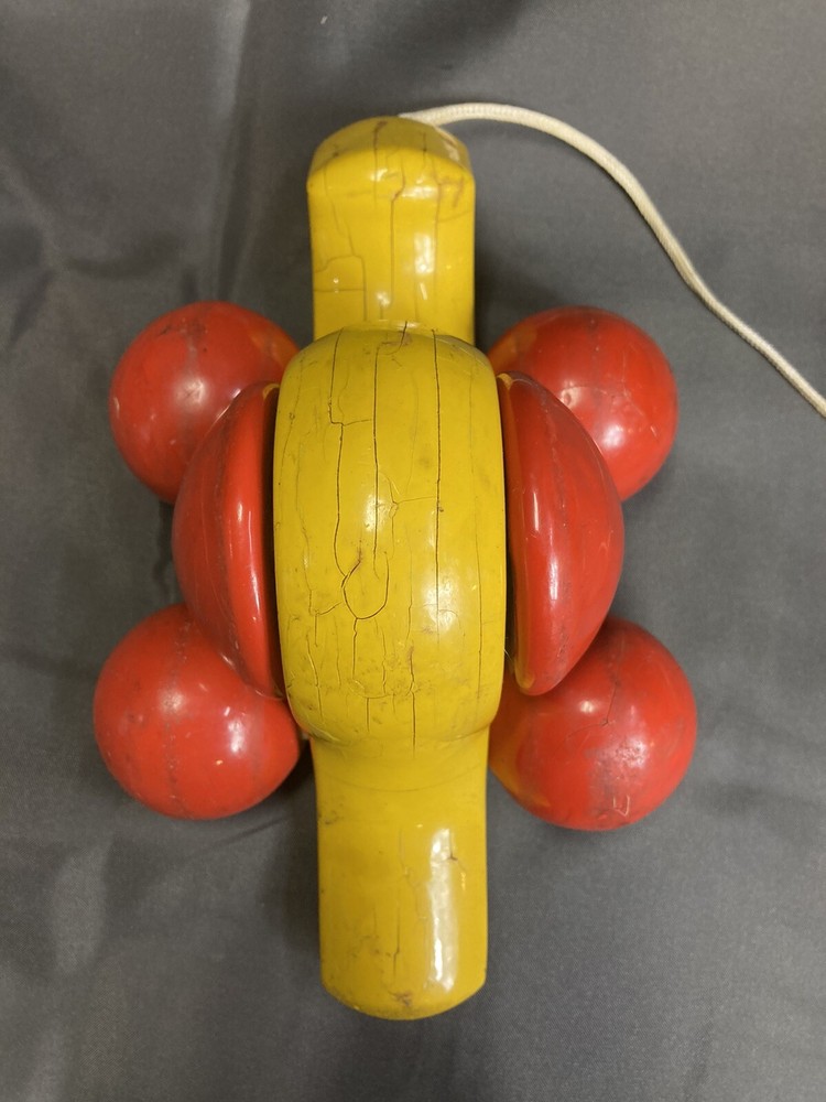 Vintage Wood Snail Pull Toy Primitive Pull Along Toy