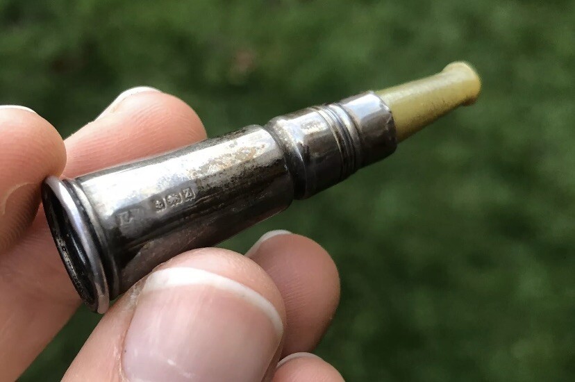 Sterling Solid Silver Hallmarked Hunting Bugle Horn Cigarette Cheroot Holder