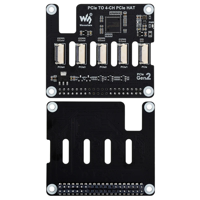 PCIe to 4-CH PCIe FFC HAT Board For Raspberry Pi 5