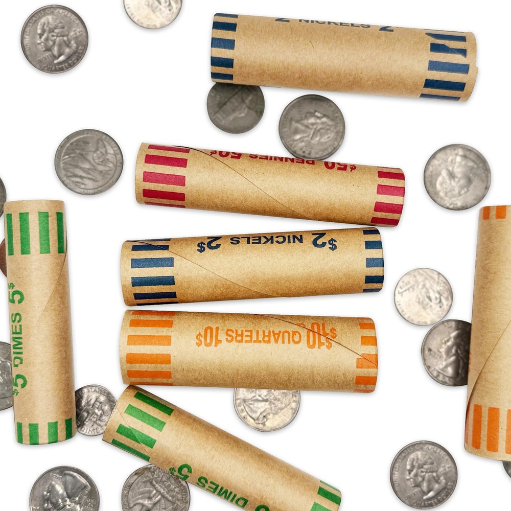 64 Pcs Preformed Coin Wrappers Rolls — Assorted Heavy Duty Rolls Wrappers