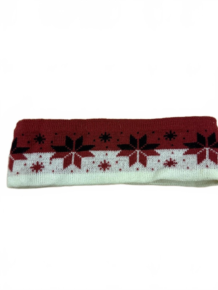 Knitted Winter Headband with Snowflake Pattern