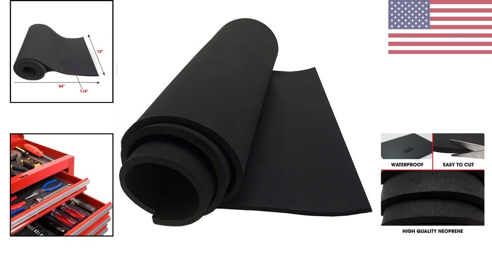 Multi-Function Non-Adhesive Neoprene Foam Sheet 12x54" x 1/4" for Soundproofing
