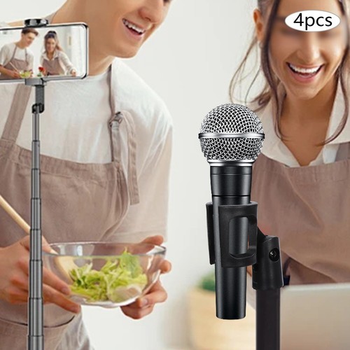 4 Pcs Adjustable Microphone Clip Holders for Wired/Wireless Mics