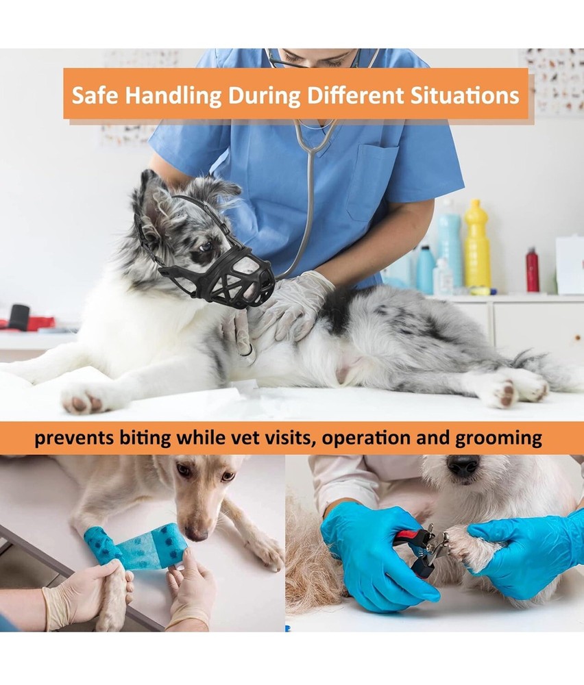 Dog Muzzle, Basket Muzzle for Biting, Chewing and Scavenging Humane Black (4) L