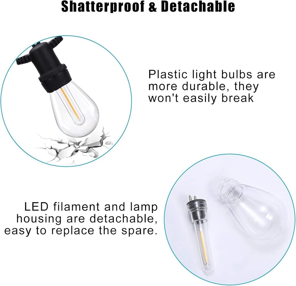 S14 Replacement LED Bulb 1.5W 6 Pack Replacement String Light Bulbs Waterproof