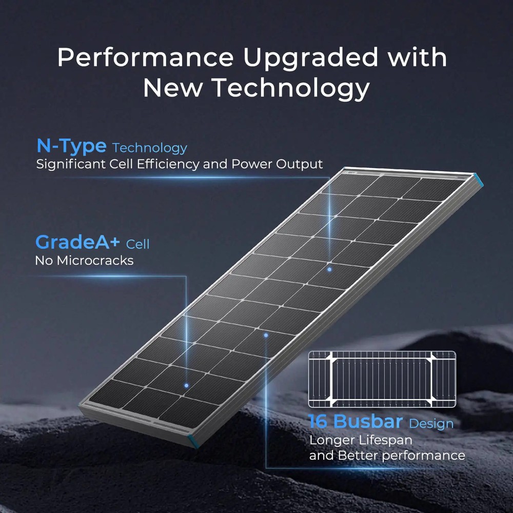 N-Type 16BB 100W Solar Panel 12V 100W Solar Panel 25% High-Efficiency, PV Module