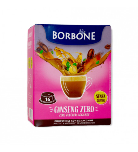 GINSENG ZERO CAFFÈ BORBONE - 16 A MODO MIO COMPATIBLE CAPSULES 5g