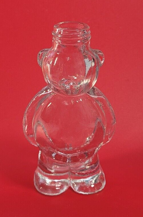 VTG 4" Clear Glass Bear Bottle