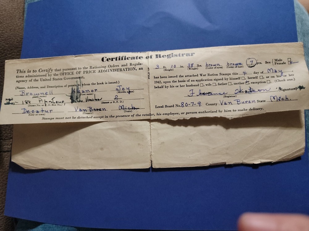 1942 Vintage WWII Rations Book One