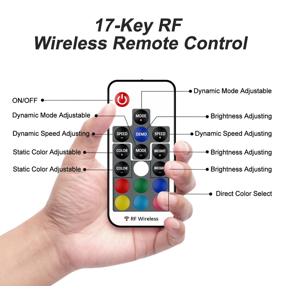 RF Wireless Remote LED Controller, 17 Keys Wireless Remote Control Dimmer Con...