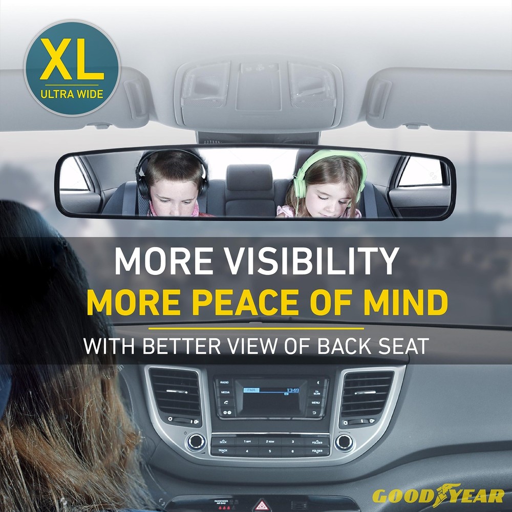 17” Panoramic Rear View Mirror – Universal Wide Angle Rear View Mirror for Ca...