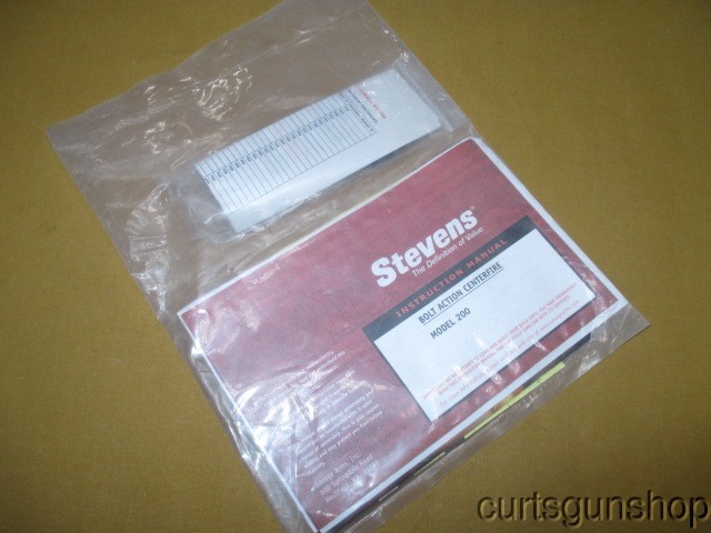 Stevens Model 200 Bolt Action Rifle Complete Manual/Lock Package