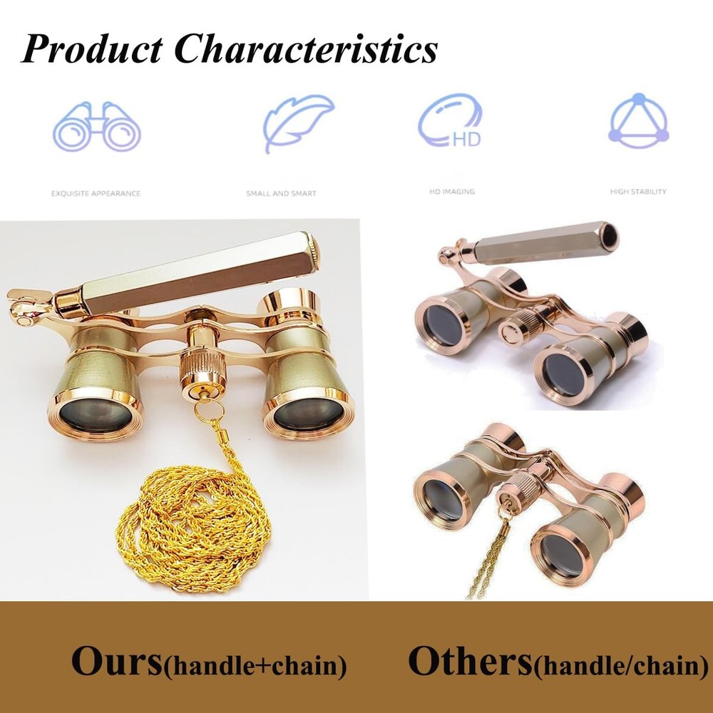 Binocular Telescope 3 × 25,Foldable Handle,Compact Lightweight with Chain,Ope...