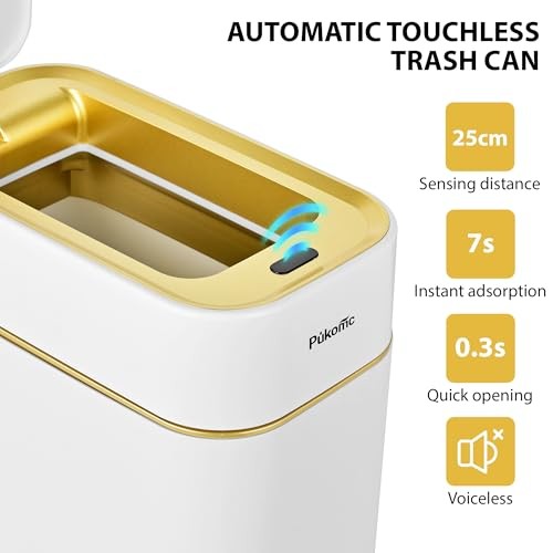 2.3 Gallon / 9L Automatic Adsorption Sensor Trash White-Automatic Adsorption