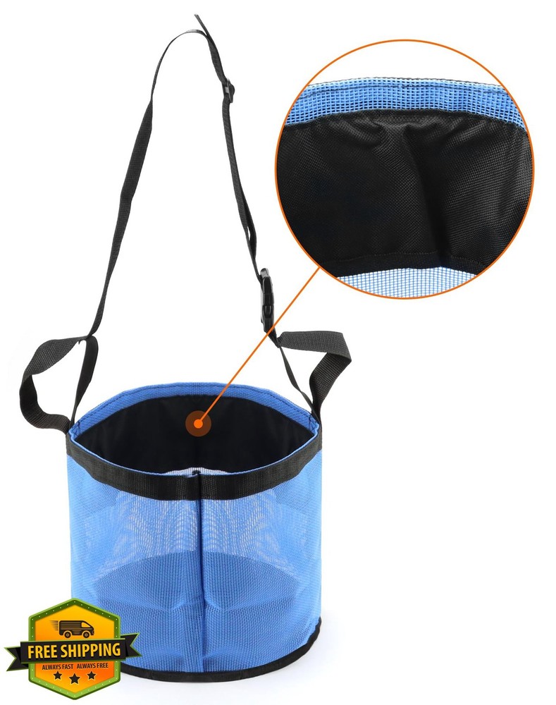 QWORK Horse Feed Bag Blue Mesh Grain Feeder Muzzle