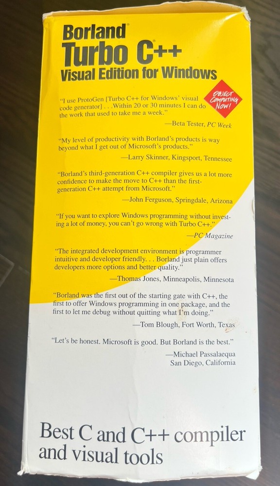 Borland Turbo C++ Visual Edition & Tools For Windows Version 3.1 3.5” Disks