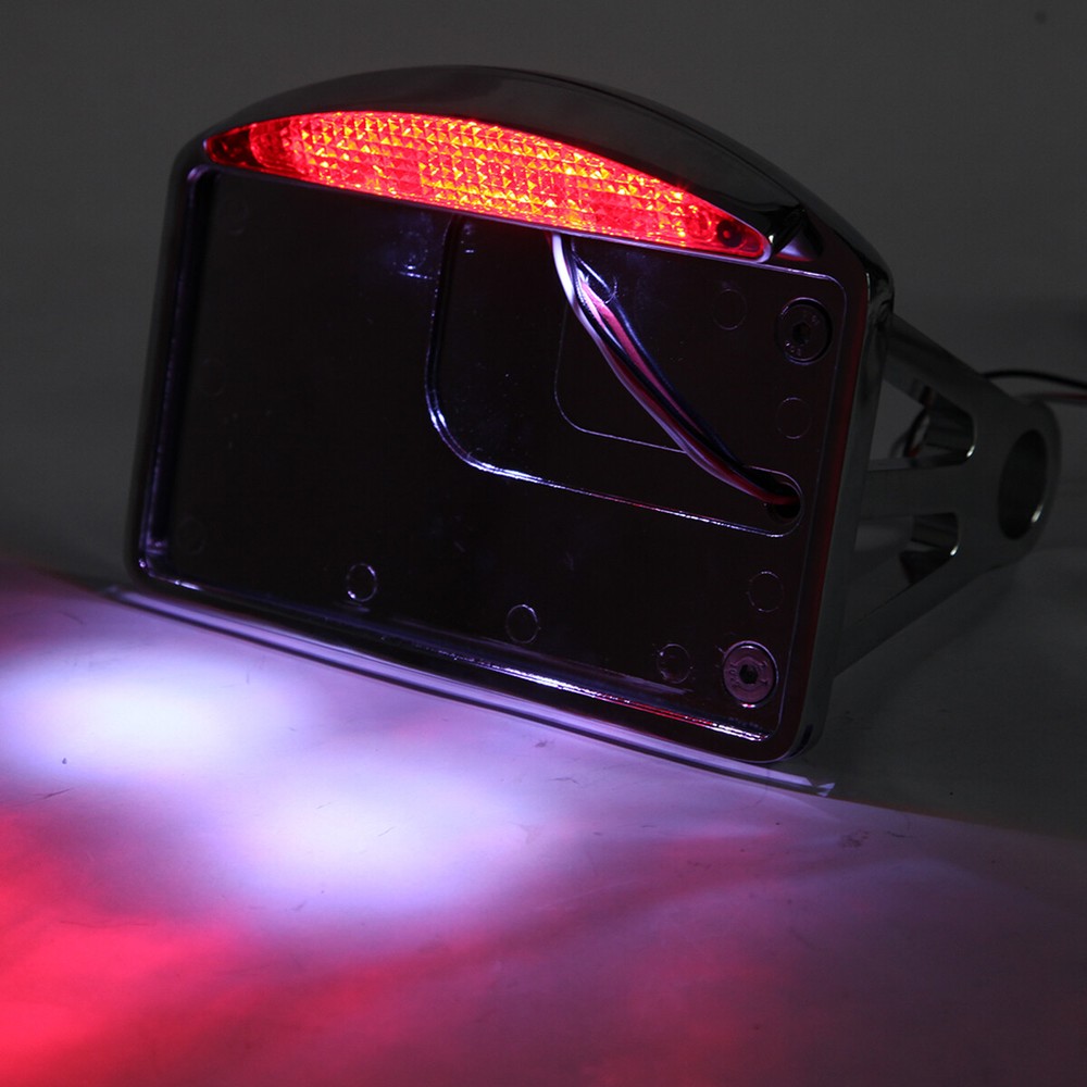 Motorcycle License Plate LED Tail Light Horizontal Side Mount Bracket For Harley