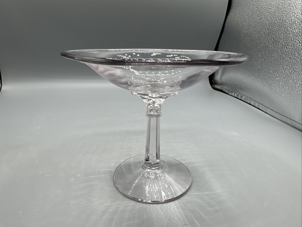 Clear Compote /Candy Dish Stem Glass 4.75” Tall