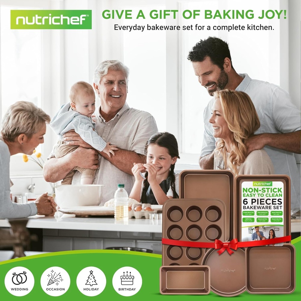 Gold Nonstick Bakeware Set – Essential 6-Piece Baking Pans for All Needs