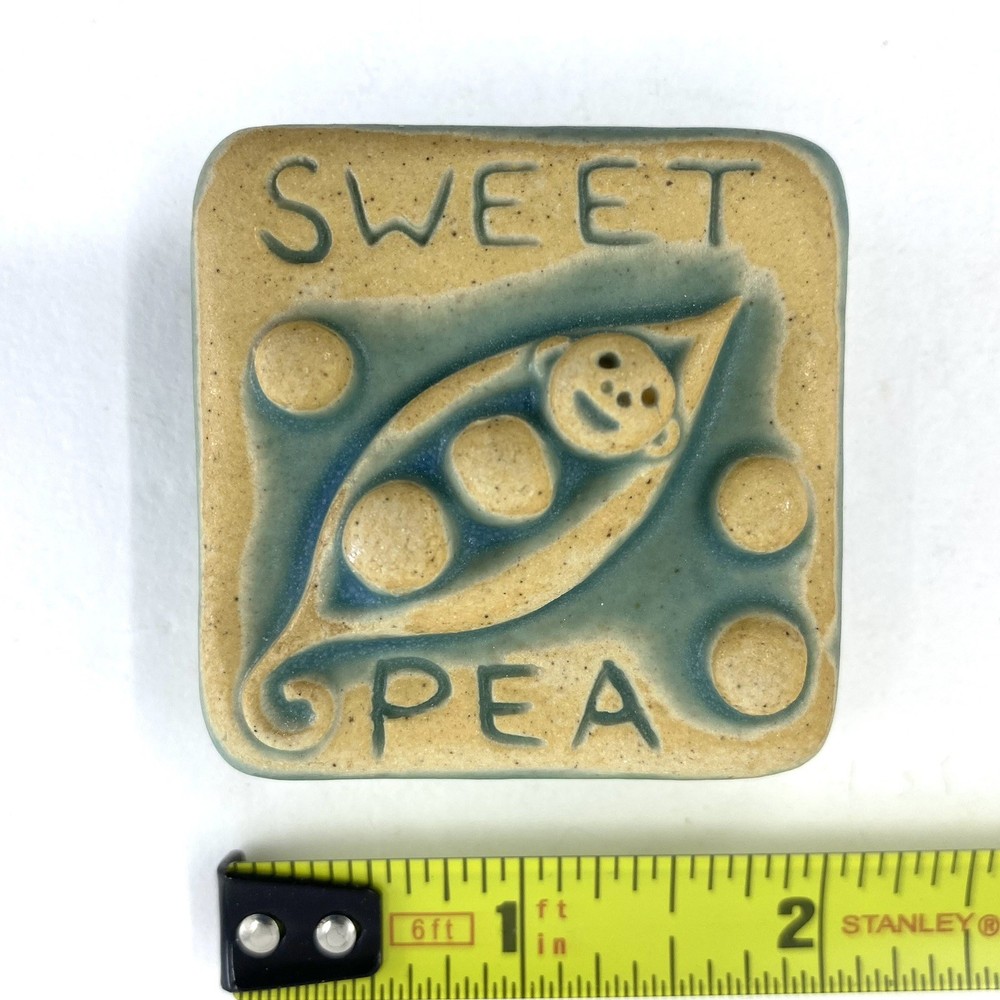 Sweet Pea 2x2" Ceramic Art Tile by Gretchen Kramp