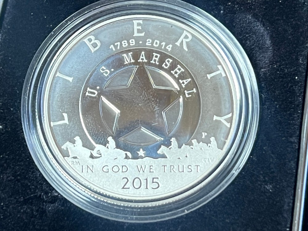 2015 P US Marshall Service US Mint Commerative Proof Silver Dollar Box & COA