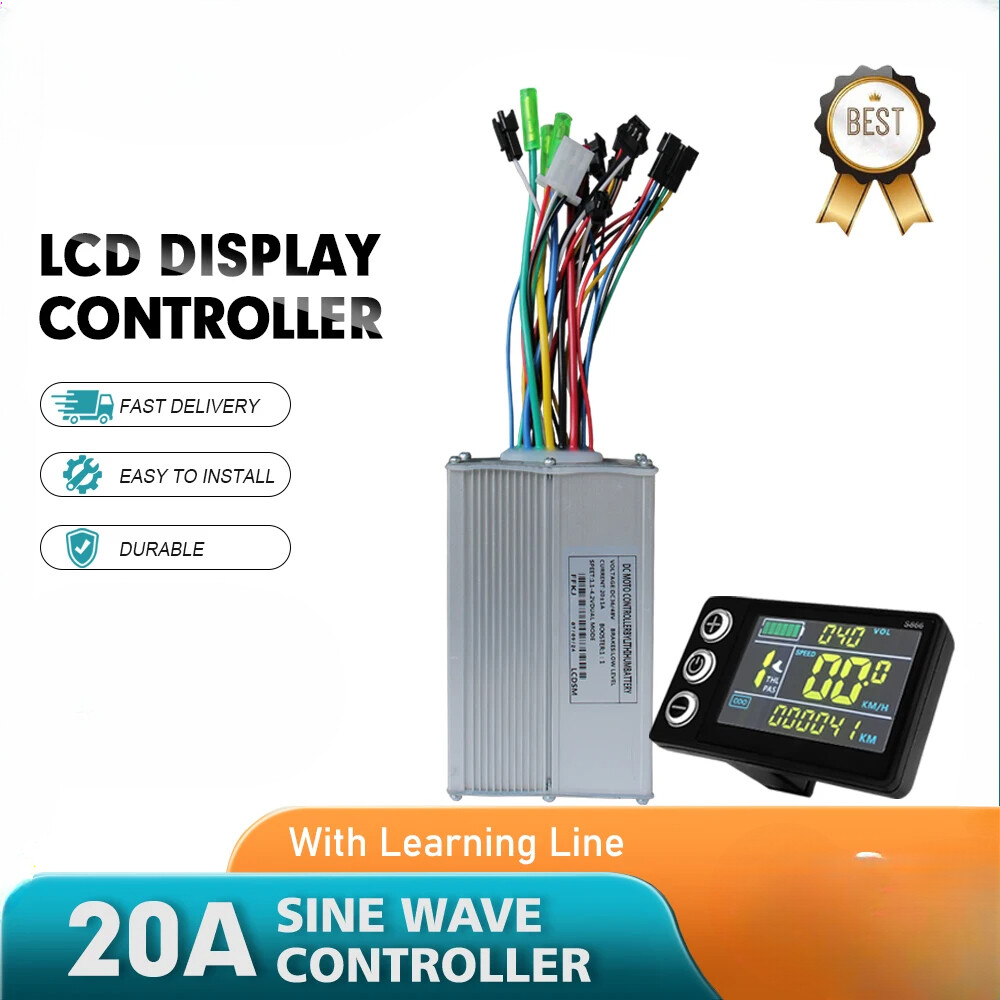 E-Bicycle 36/48V 20A 3 Mode Sine Wave Controller SM Plug with LCD S866 Display