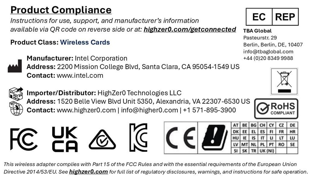 HighZer0 Electronics Wireless-AC 8260 Half Mini PCIe Network Card | 867 Mbps
