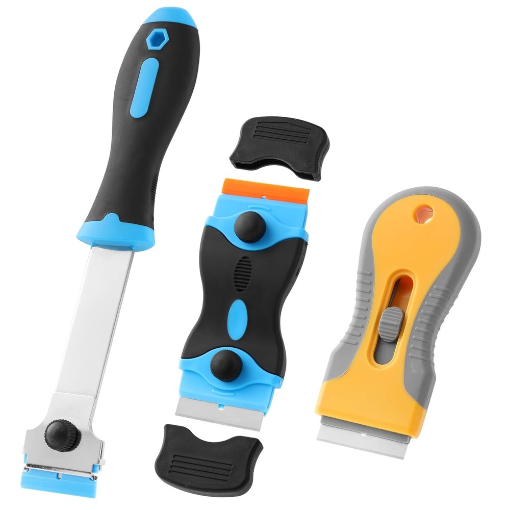 3-Pack Razor Blade Scraper Set w/ 80 Blades – Paint, Window & Sticker Tool