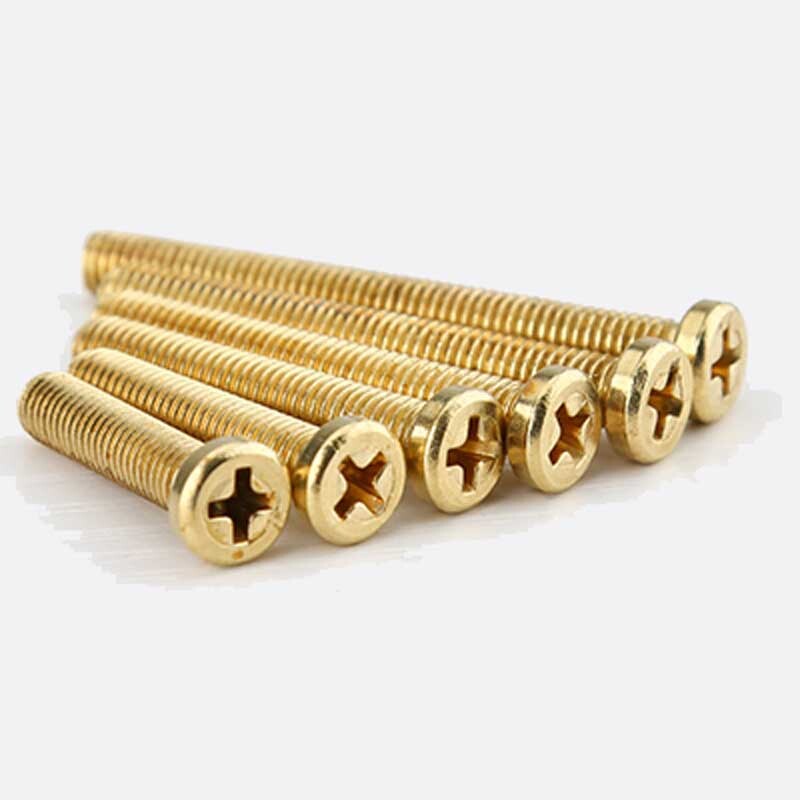 5pcs M4 M5 Brass Phillips Screws Cross Socket Thin Cylindrical Head Screw Bolt