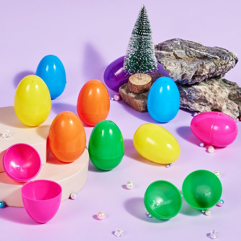 JOYIN 3.15" Easter Eggs, Fillable Plastic Eggs Empty Colorful Bright Eggshells w