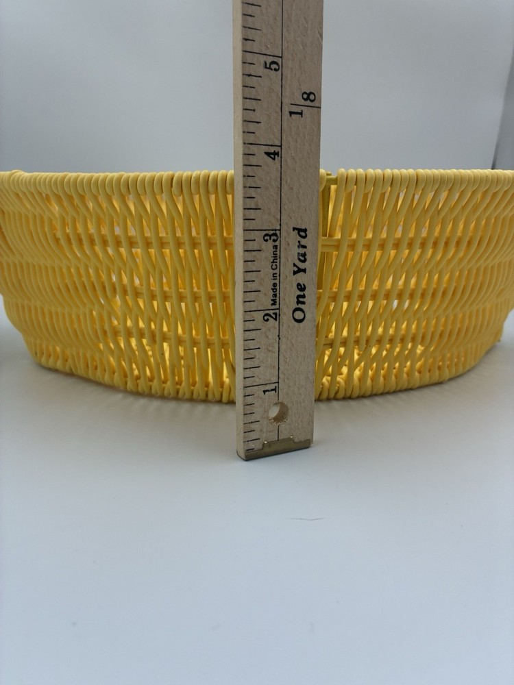 Lemon Shaped Resin Wire Plastic Wicker Fruit vegetable Serving Basket Yellow
