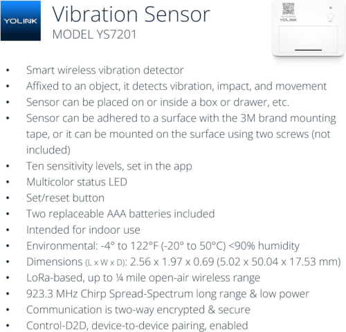 YoLink LoRa Smart Vibration Sensor & Hub Starter Kit: & Shock,... white