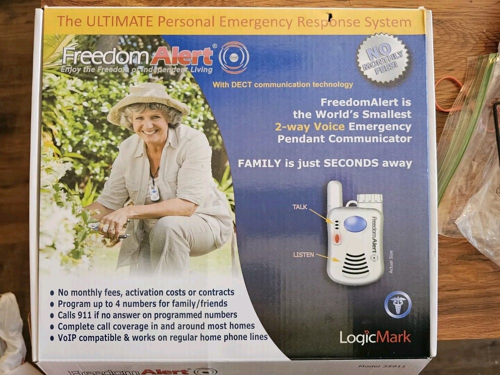 LogicMark 35911 Freedom Alert Wireless Emergency System DECT Technology COMPLETE