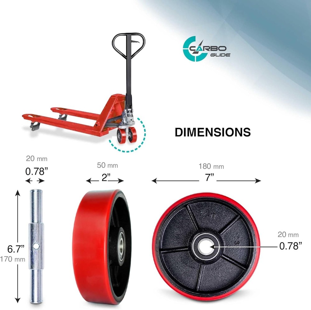 Pallet Truck Steering Wheels - 7"x2" Polyurethane