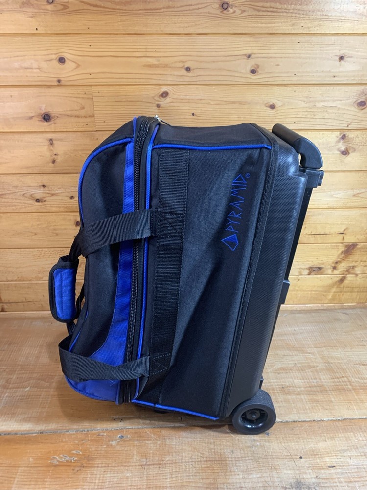Pyramid Path 2 Ball Double Roller Bowling Bag - Black and Blue EUC