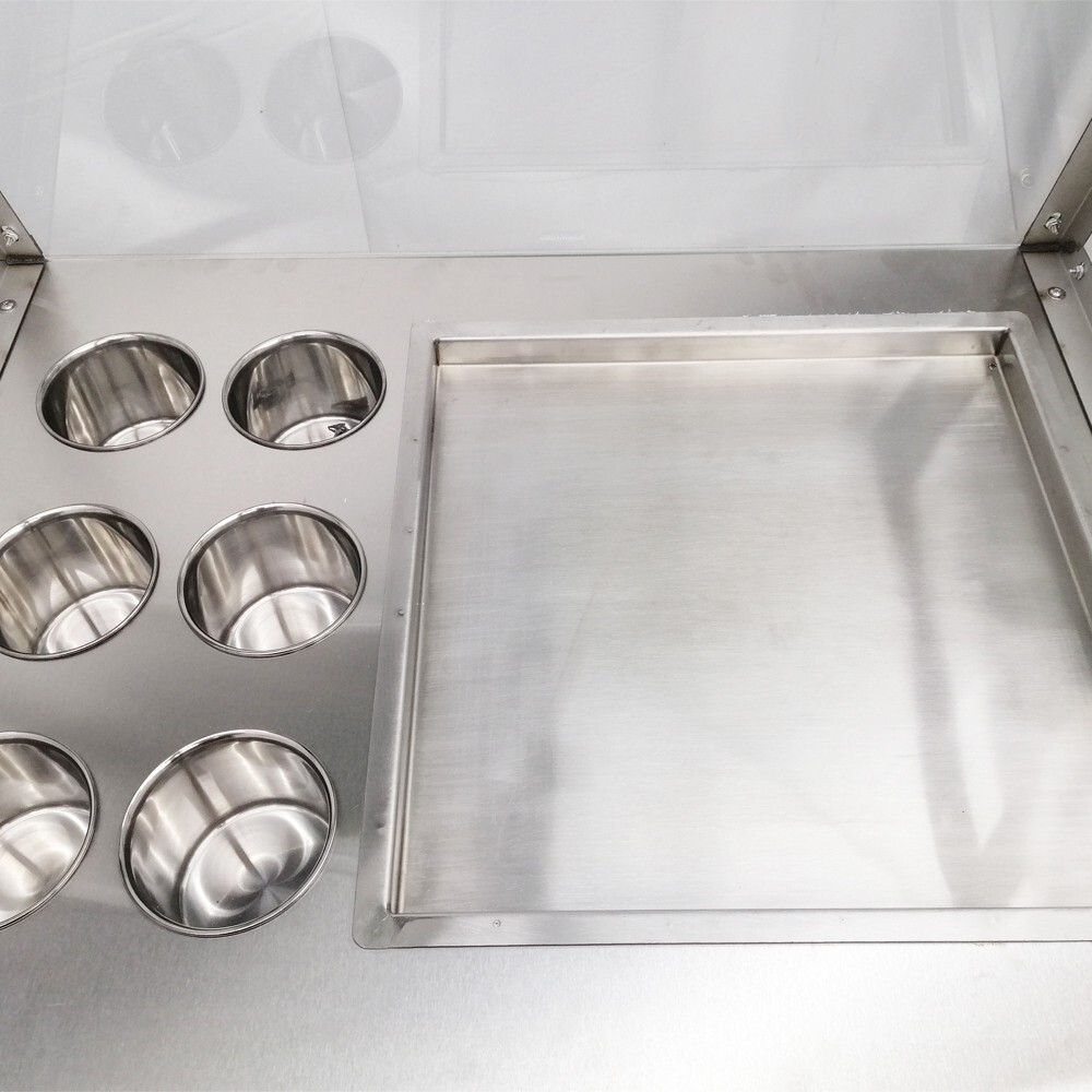 110V Single Flat Pan Fried Ice Cream Maker Machine w/Six Buckets Restaurant