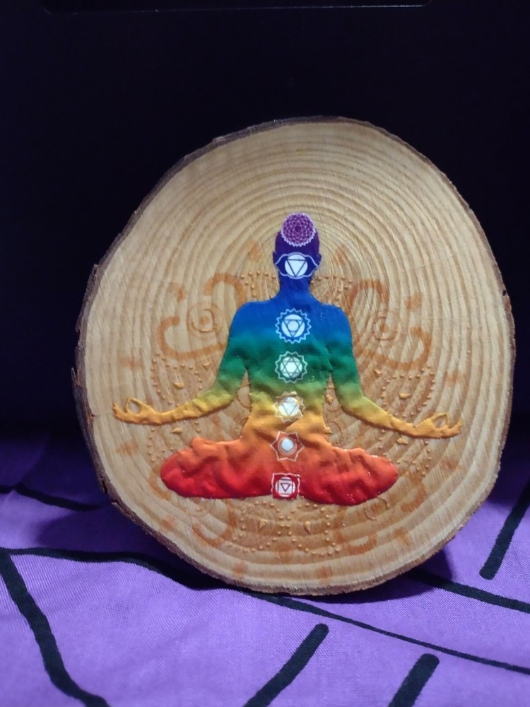 Hand Painted Wooden Slice with Chakra