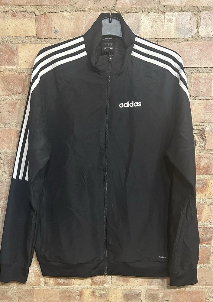 Adidas Climalite Track Jacket Size Small 42” Black 100% Polyester