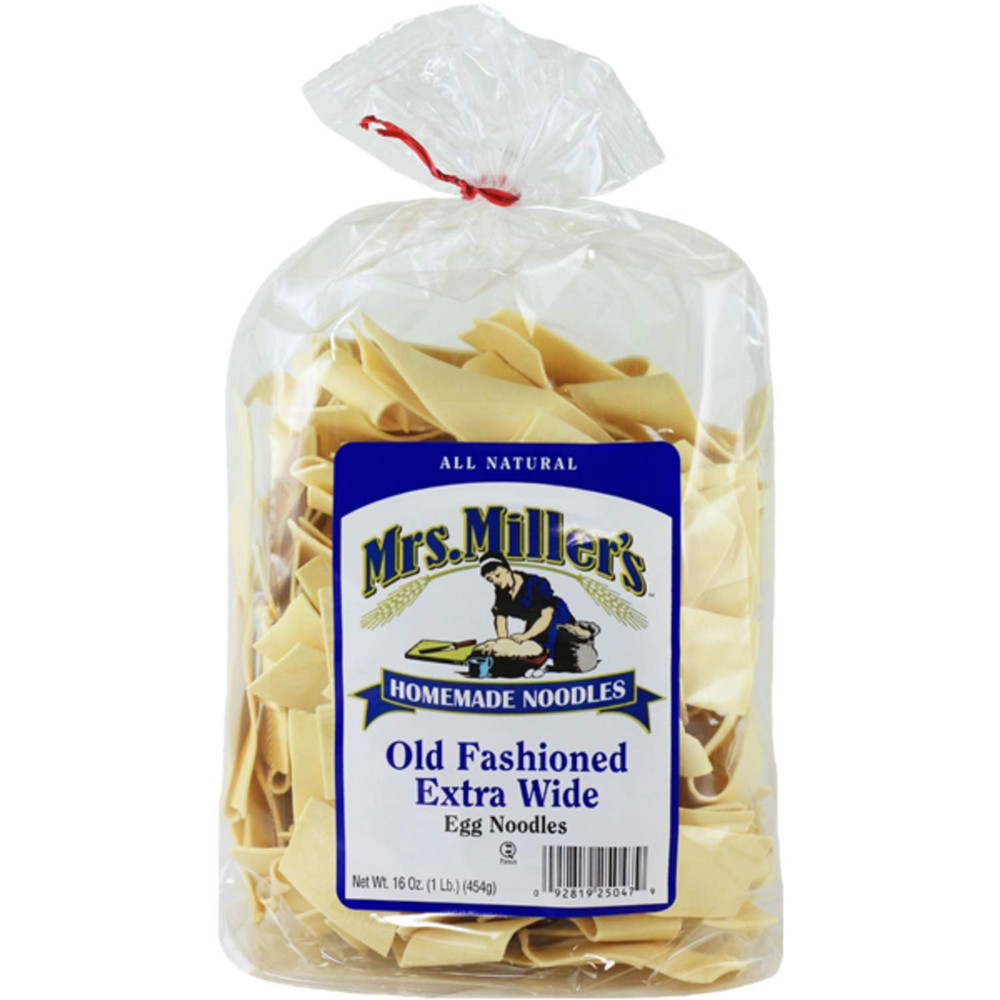 MRS MILLERS Noodle Extra Wide, 16 OZ