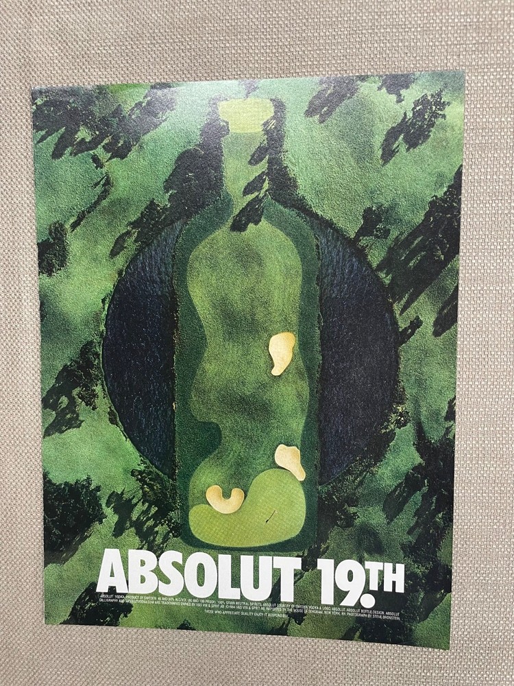 ABSOLUT 19th Vodka Advertisement Magazine Ad - Golf Course 1994