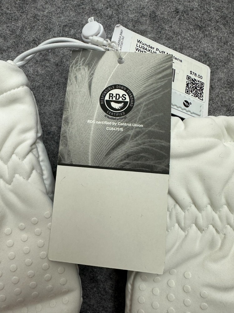 Lululemon Wunder Puff Down Mittens WHT White Size L/XL