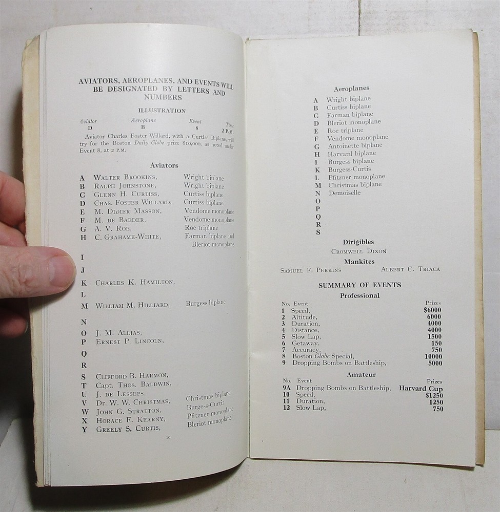 Original 1910 Harvard-Boston Aero Meet program with supplement