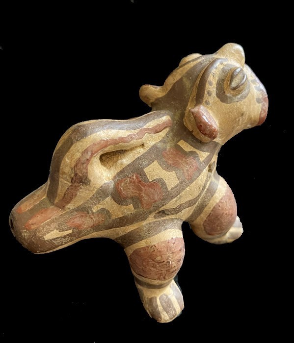 PRE-COLUMBIAN AUTHENTIC POLYCHROME PAINTED POTTERY FIGURE